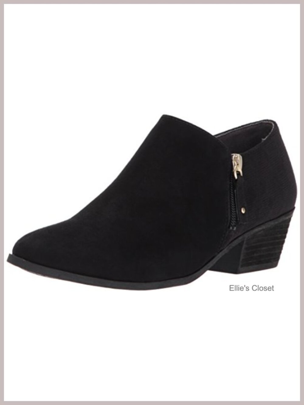 Women's Ankle Bootie Faux Suede Memory Foam Insole Block Heel Dress Boot